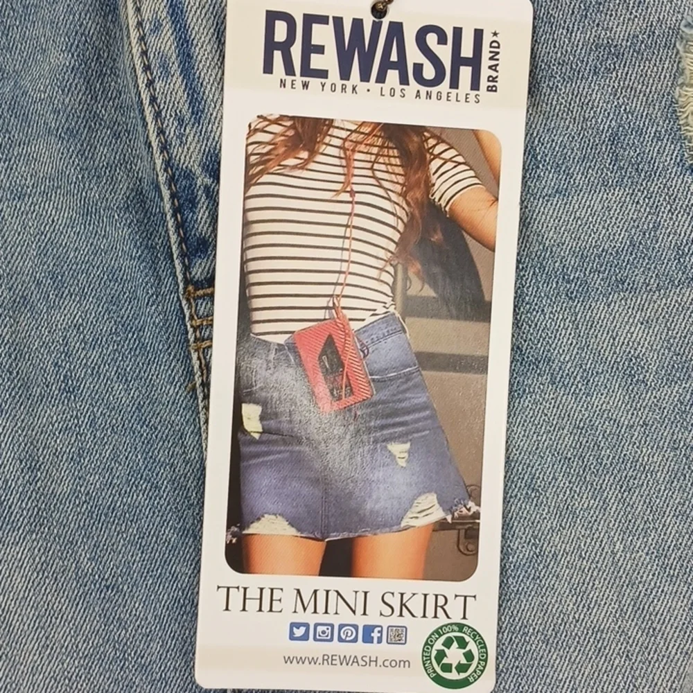 Rewash Womens Denim Mini Skirt Distressed Raw Hem Light Wash Size 3